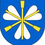 Znak obce Středokluky - tři šipky s tupou špičkou - kluky na modrém poli.